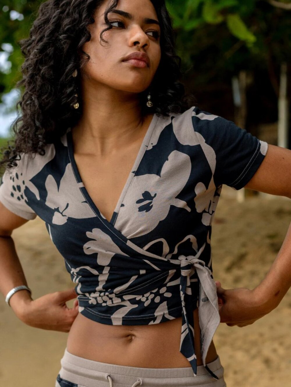 Happy Earth Women's Organic Wrap Crop Top